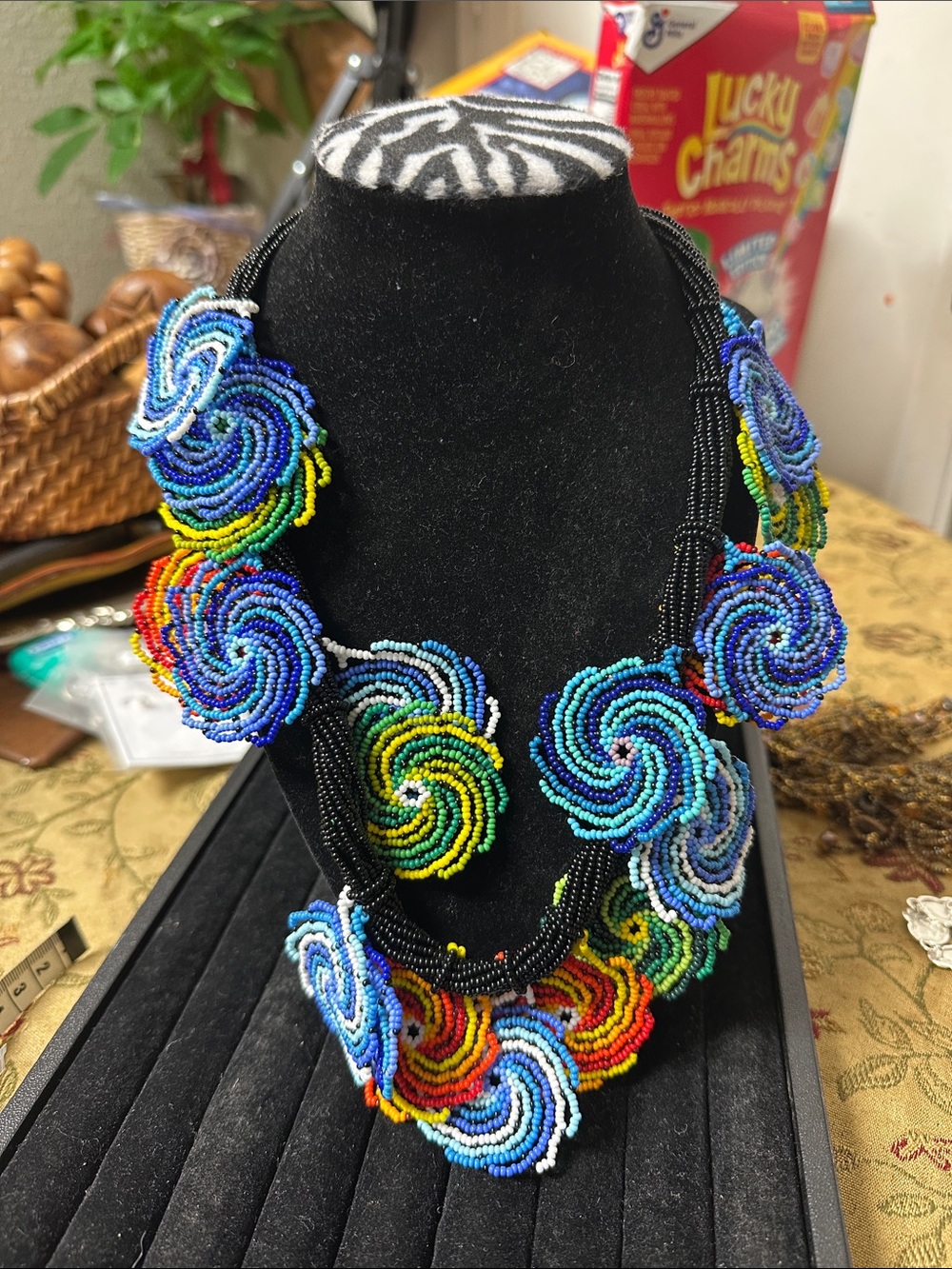 Handcrafted Multicolor Beaded Swirl Necklace - Women Jewelry